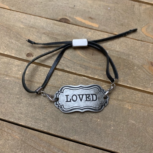 handmade Jewelry - Handmade Silver & Black Loved Adjustable Bracelet